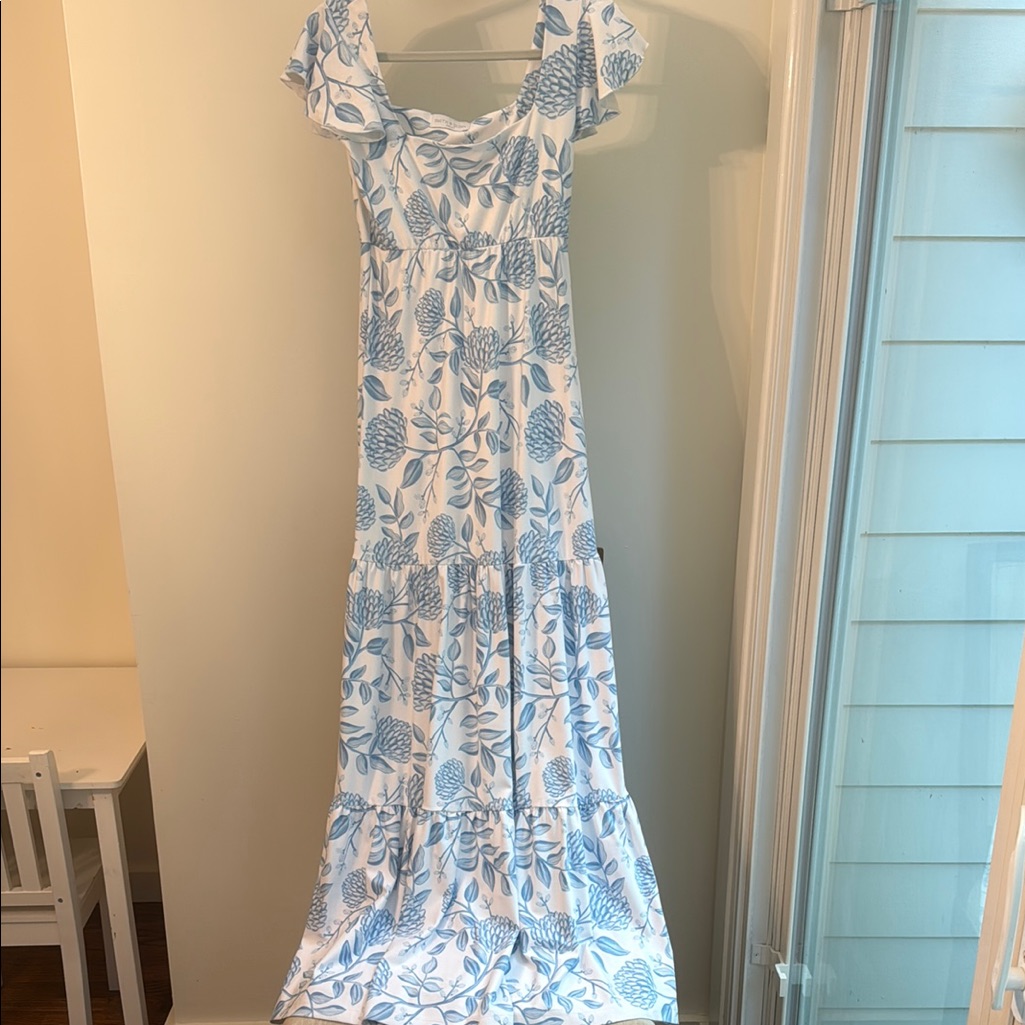 Floral Blue And White Maxi Dress, Worn Once